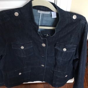 Chico’s Platinum Denim Jacket Size 3 $40